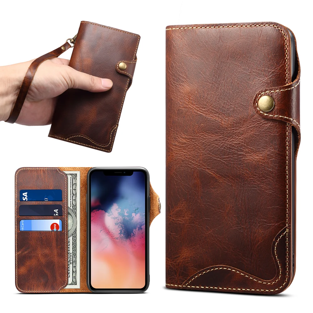 High-end Real Cowhide Leather Case For Iphone 11 Pro Max Retro Leather Case For Iphone Xs Max Cover