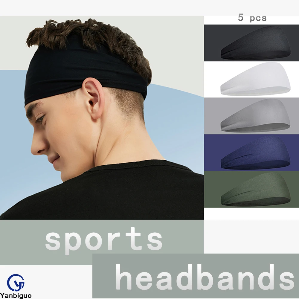 Sports Headbands for Men & Women(5 Pack)Moisture Wicking Workout Headbands,Sweatband for Running,Cycling,Football ,Yoga Harband