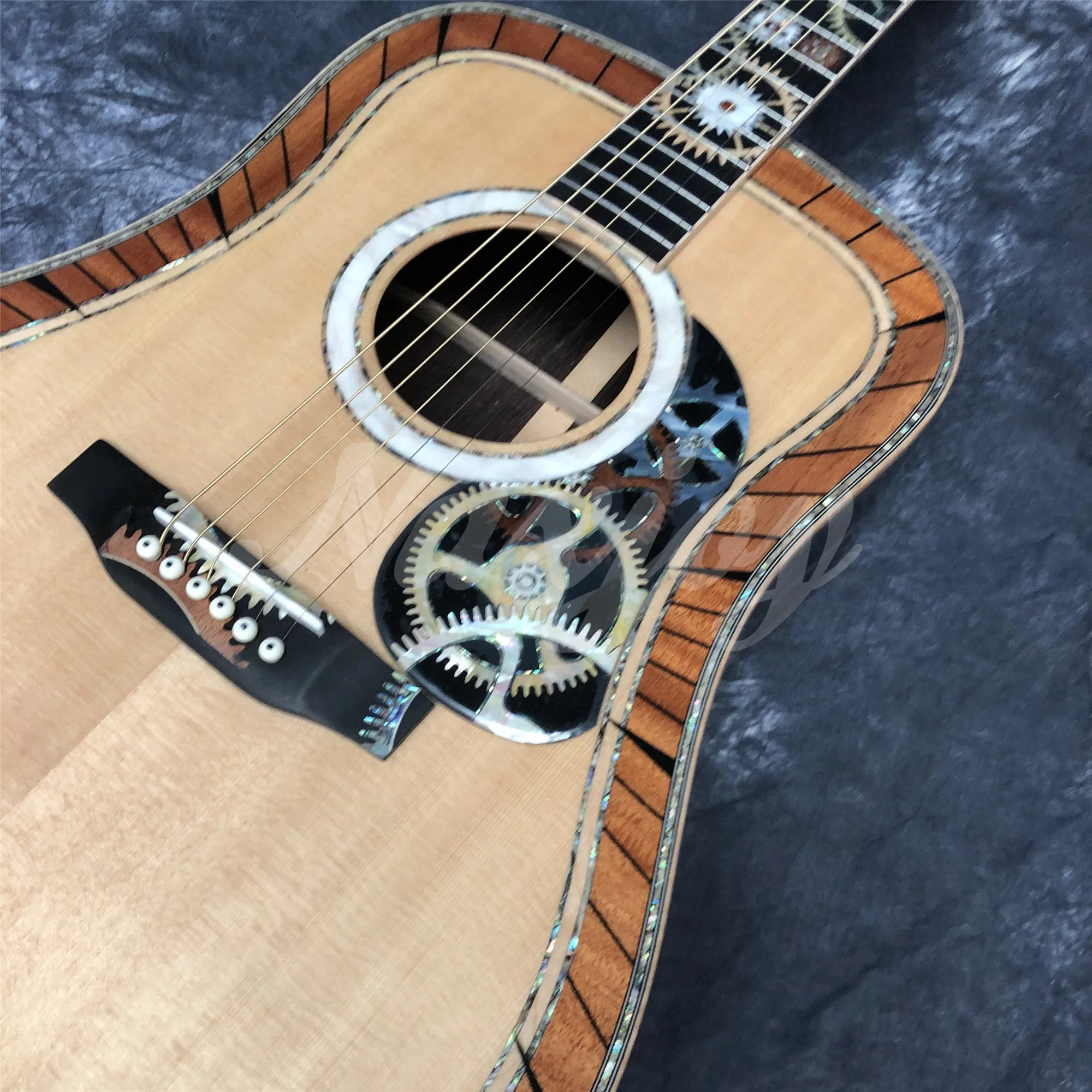 All Solid Wood D Type 200 Model Yellow Spruce Rosewood Acoustic Guitar Abalone Inlays Ebony Fingerboard Electric Guitarra