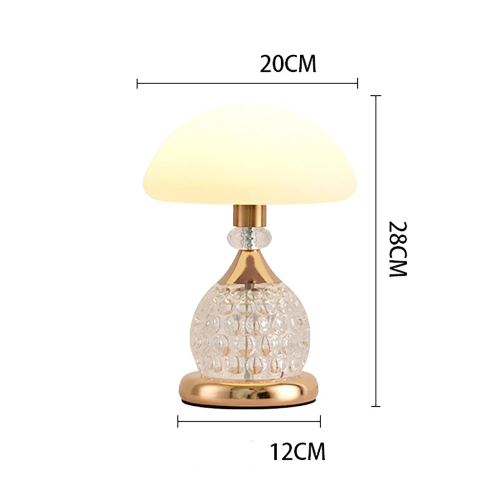 Bedroom bedside lamp with unlimited dimming mushroom table lamp, living room decoration crystal lamp