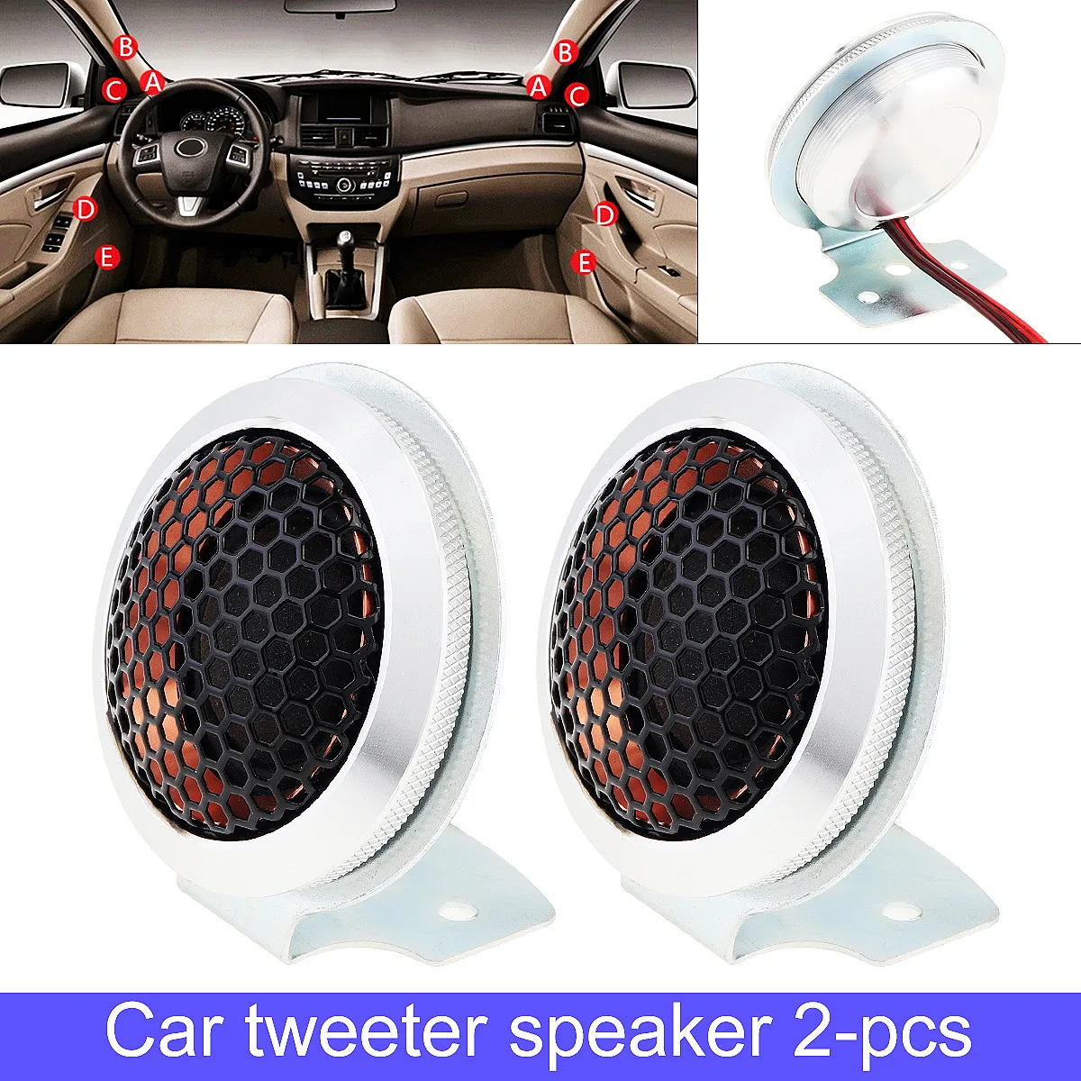 2pcs 1.5 Inch 180W 12V Aluminum Alloy Mini High Efficiency Car Dome Tweeter Speakers for Car Audio System