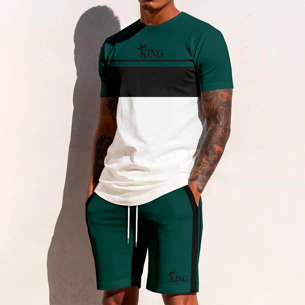 

Men's Casual Suit, Loose, Sweat-absorbent, Lightweight, No Skin Damage, Wear-resistant, Letter Printed Capcropped Pants Suit