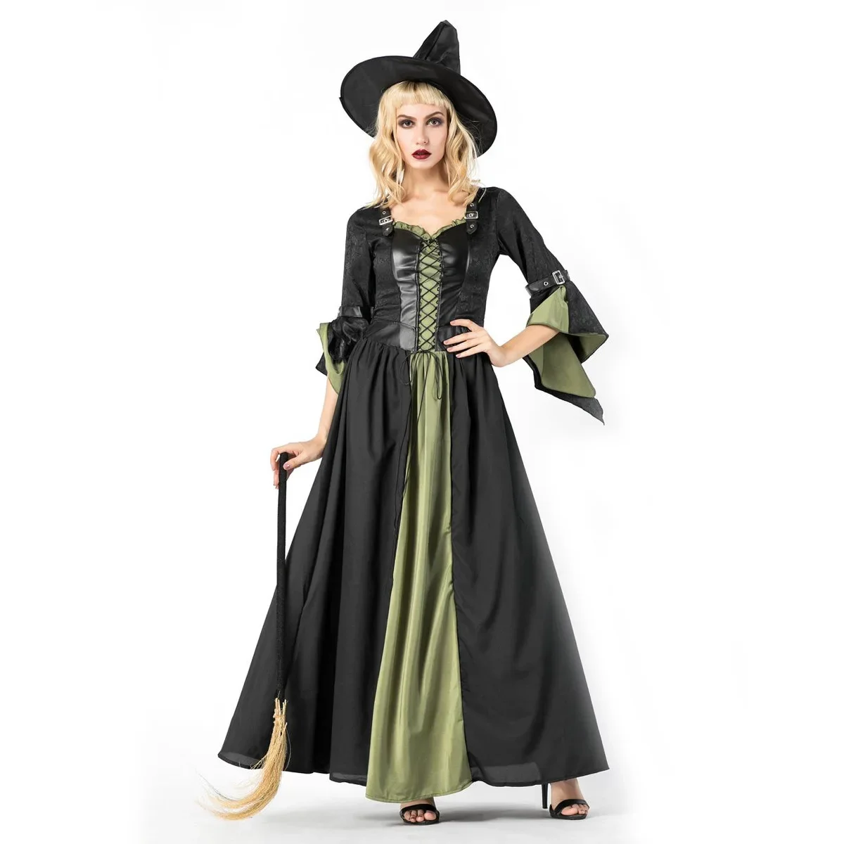 

Gothic Black Witch Halloween Costumes Women Sorceress Costume Adult Dress Witch Wicked Video Game Cosplay Party Women Costumes