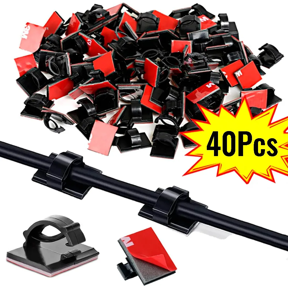 40/20/10Pcs High Quality Car Self-Adhesive Cable Clips Cable Driving Recorder Wrap Cable Clamp Bracke Wire Holder Management
