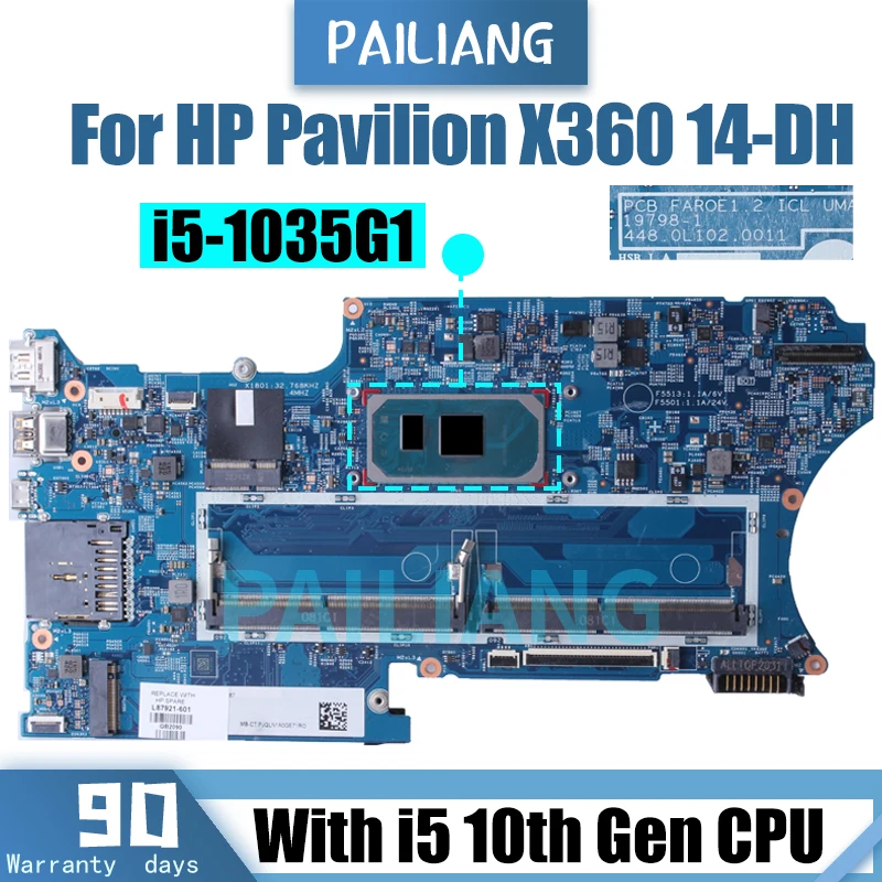 

19798-1 L87921-601 For HP Pavilion X360 14-DH Laptop Motherboard i5-1035G1 Notebook Mainboard