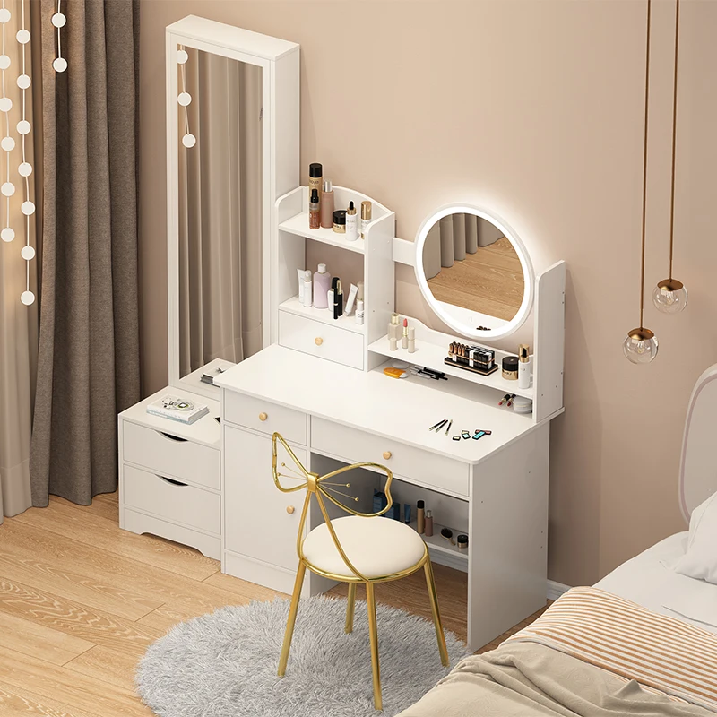 Luxury Vanity Desk Mirror Drawers Bedroom Womens Hair Knee Length Table Storage Sets Storage Organise Penteadeira Home Furniture