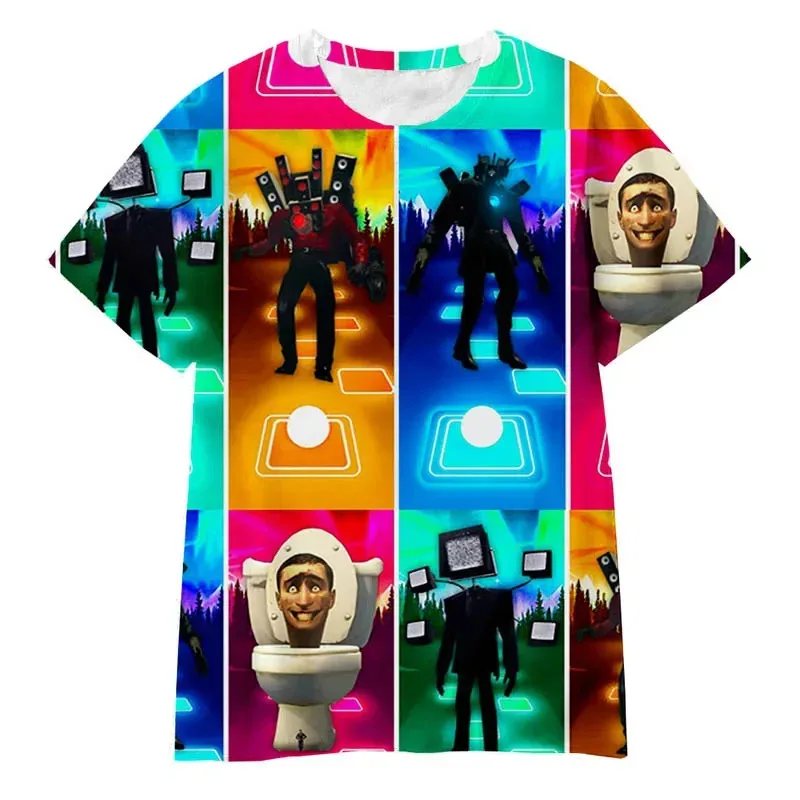 Camiseta con simulador de inodoro skibidi de dibujos animados para niños, ropa para niño y niña, camiseta para bebé, camisetas para niños, camiseta de manga corta para niños