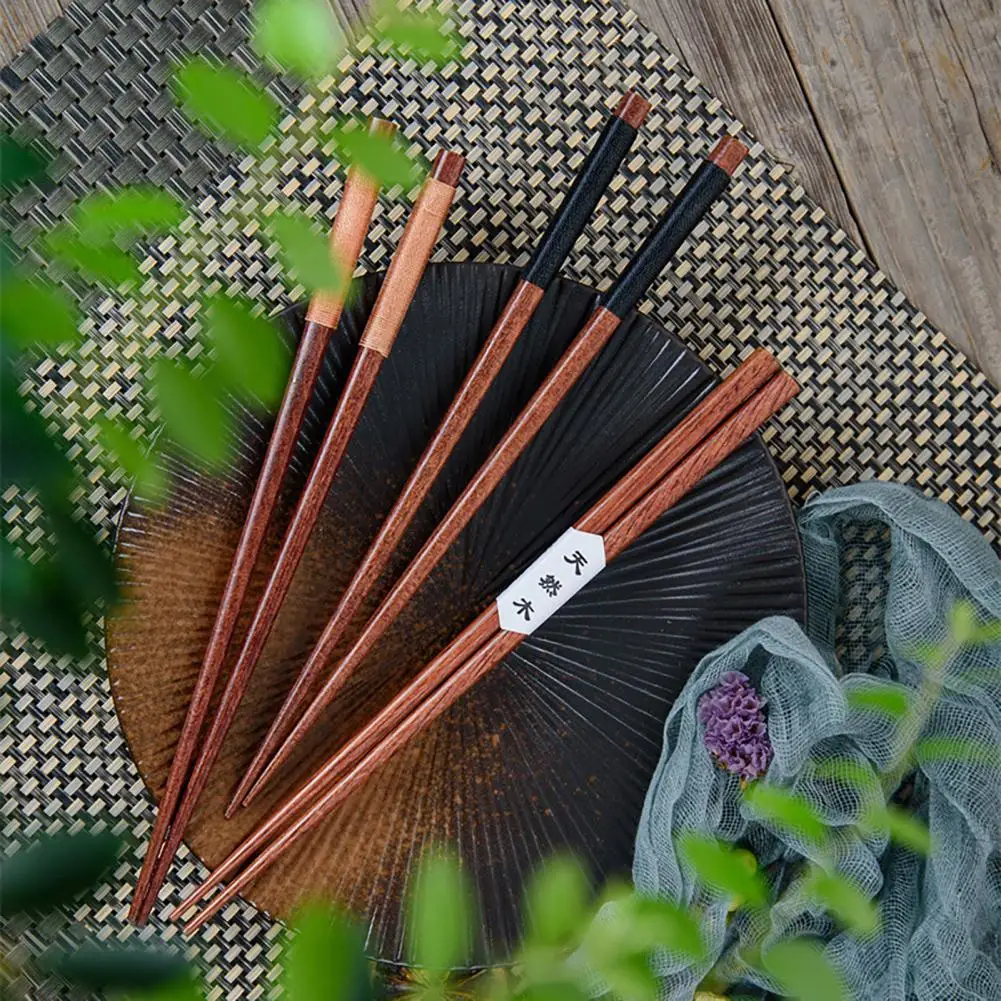 1 Pair Useful Solid Wood Chopsticks Food Grade Eating 3 Colors Wide Application Food Chopsticks