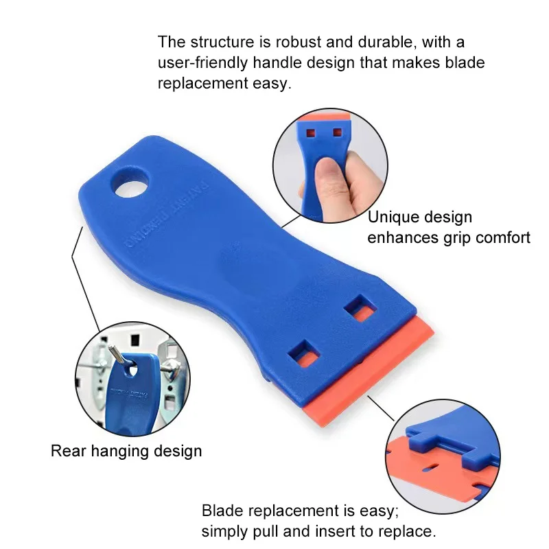 Plastic Razor Blade Scraper Multipurpose Plastic Small Paint Automotive Glue Removal Tool Household Glass Cleaning Scraper Set