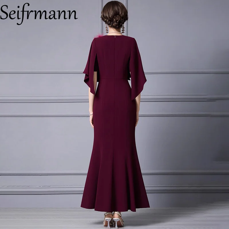 Seifrmann – robe queue de poisson pour femmes, nouvelle mode, col en v, manches à sept points, tempérament scintillant, taille, printemps 2026