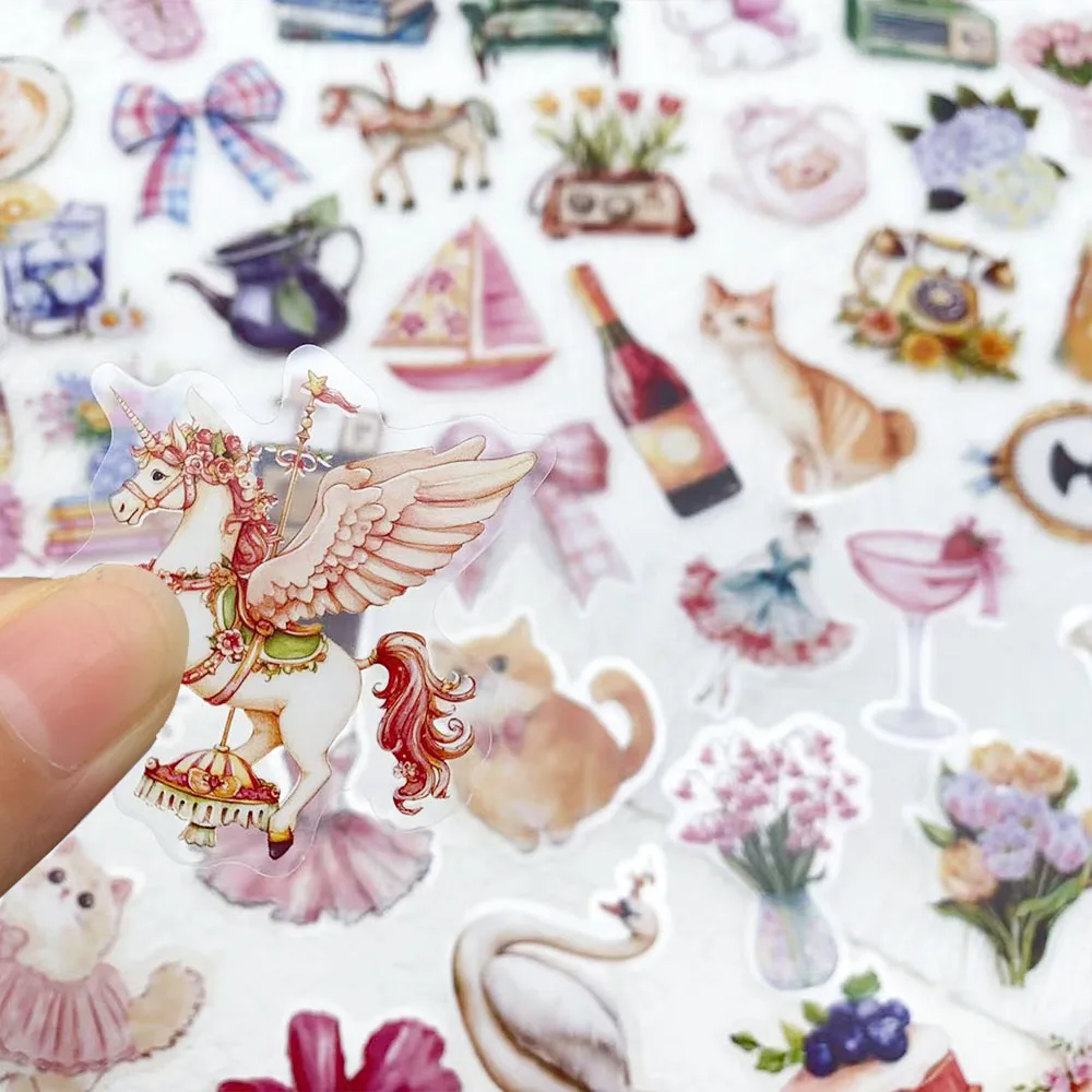 50pcs Watercolor Ladies’ Garden PET Stickers Decals For Laptop Wall Suitcase Skateboard DIY Aesthetic Stickers Creative Gifts