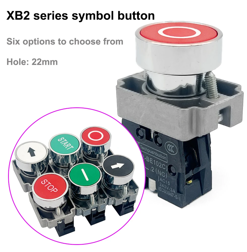 xb2-ba4342-ba4331-ba3351-ba4322-ba3311-ba3341-no-nc-Мгновенная-плоская-кнопка-с-переключателем-маркировки-Самосброс-22-мм