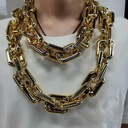 Acrylic Rectang Gold Plated Necklace Fashion Hip Hop Personality Bracelet Girl DIY Bag Accessories Men Women ChainJewelry Gifts