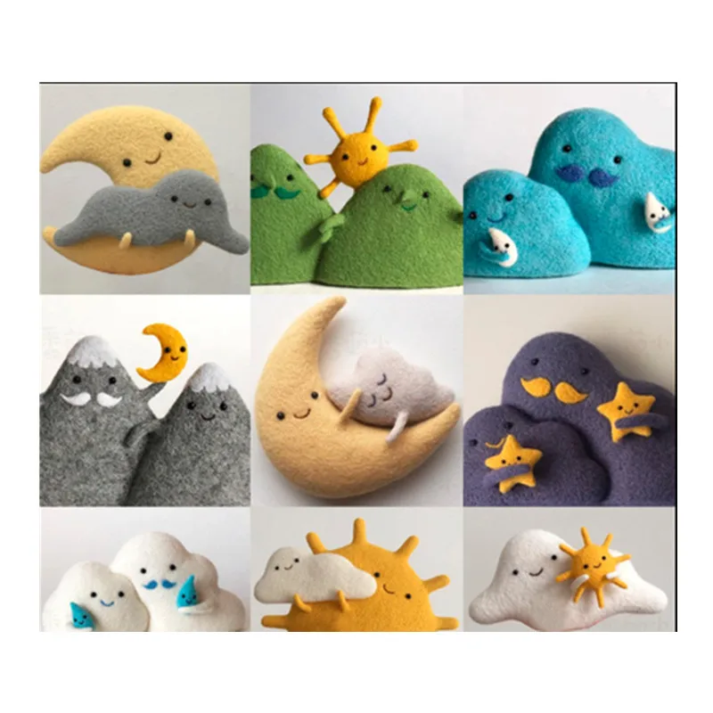 Weather brooch, raindrops, lightning  wool needlepoint kit  wool felt needle felting decoration craft needlecraft DIY handmade