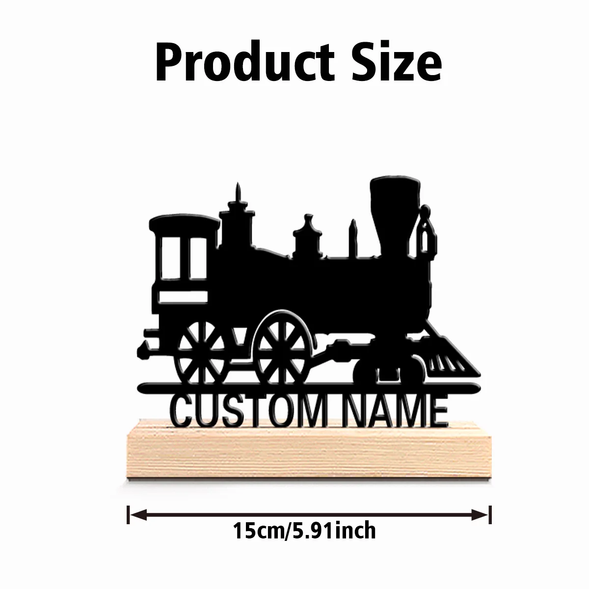 1pc Cute Personalized Custom train Metal Statues Rustic Wooden Base Desk Decor Ideal for Nature Enthusiasts Cabin Lodge Gifts