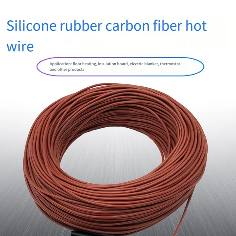 12K HEAT 50M 12K 33Ω/M Carbon Fiber Heating Cable 3MM Floor Warming Wire High Temperature Silicone Heating Cable Easy To Use