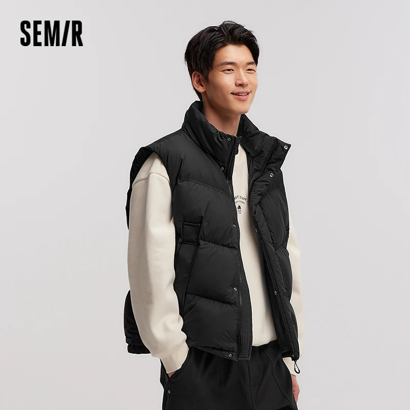 Semir Down Vest Men 2024 Winter New Loose Waterproof Outerwear Couple Solid Color Versatile Vest