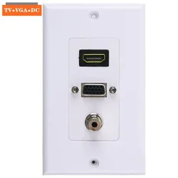 Solderless Audio DC3.5 Female HDMI Compatible VGA Panel With Direct Wall Plug Computer Socket High-Definition Plug