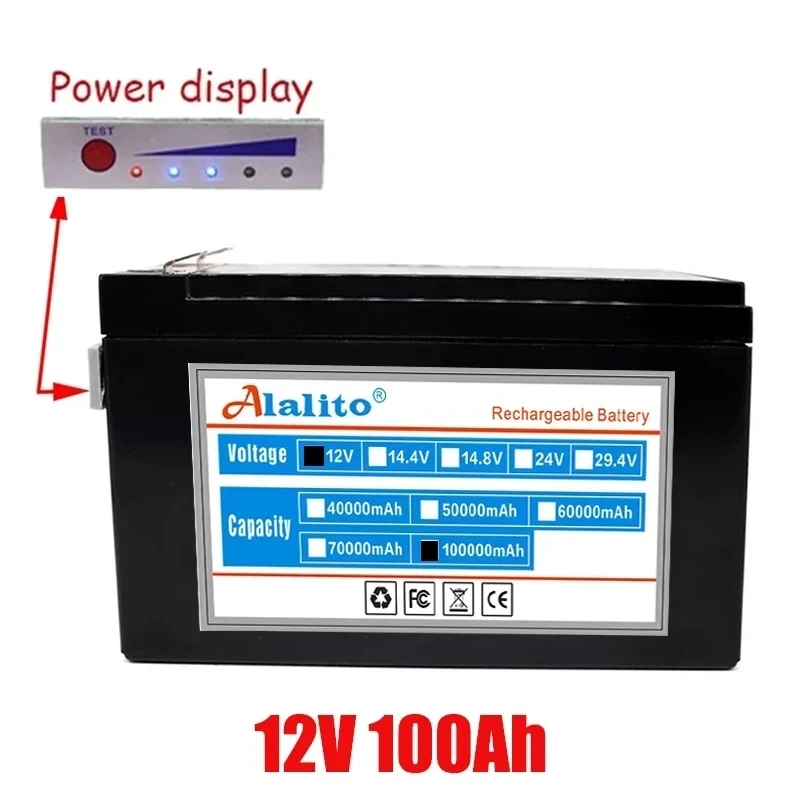 Imagem -02 - Bloco da Bateria de Lítio para o Veículo Elétrico Pulverizadores Novos Corrente Alta Incorporado Bms 18650 Carregador 12.6v 30a 12v 100ah