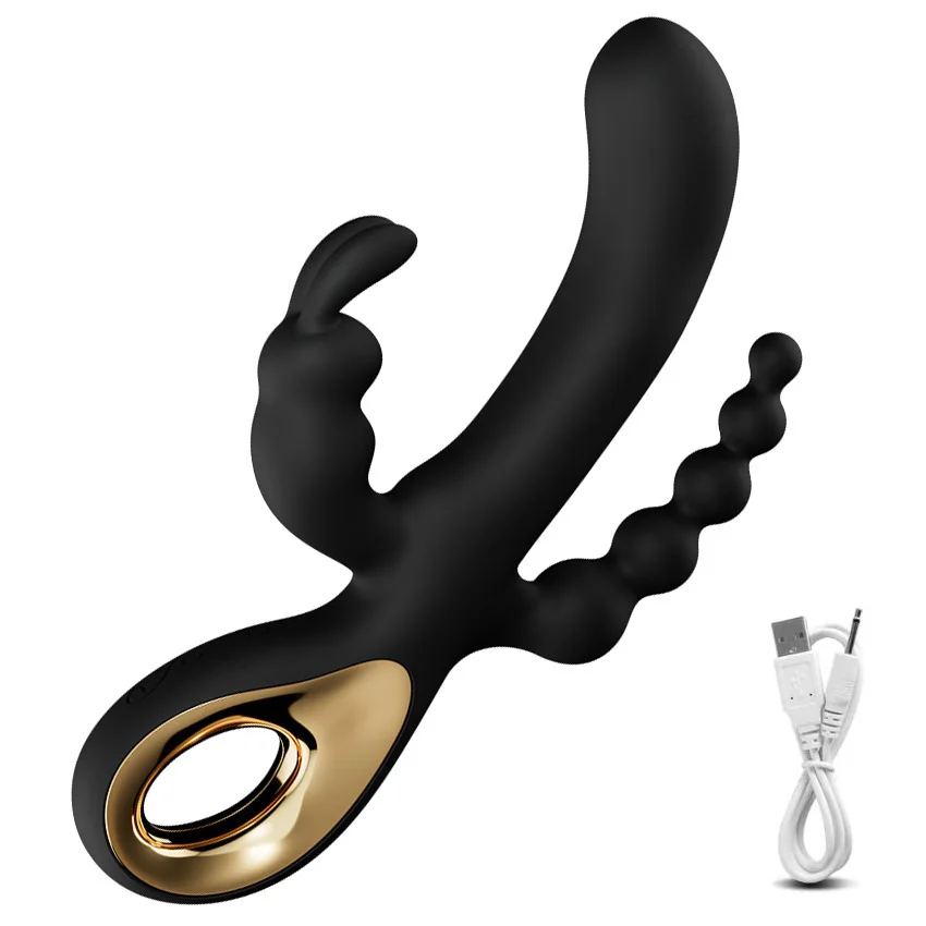 Consolador 3 en 1, vibradores de conejo para mujer, masaje de clítoris, cuentas anales, Juguetes sexuales para adultos, estimulación del punto G, masturbador femenino 18