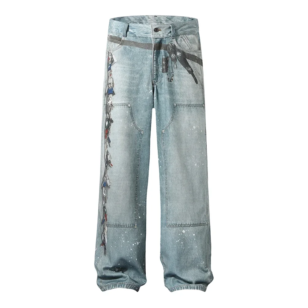 High Street Washed Blue Baggy Jeans for Men and Women Striaght Vintage Casual Denim Trousers Oversized Ropa Hombre Cargos