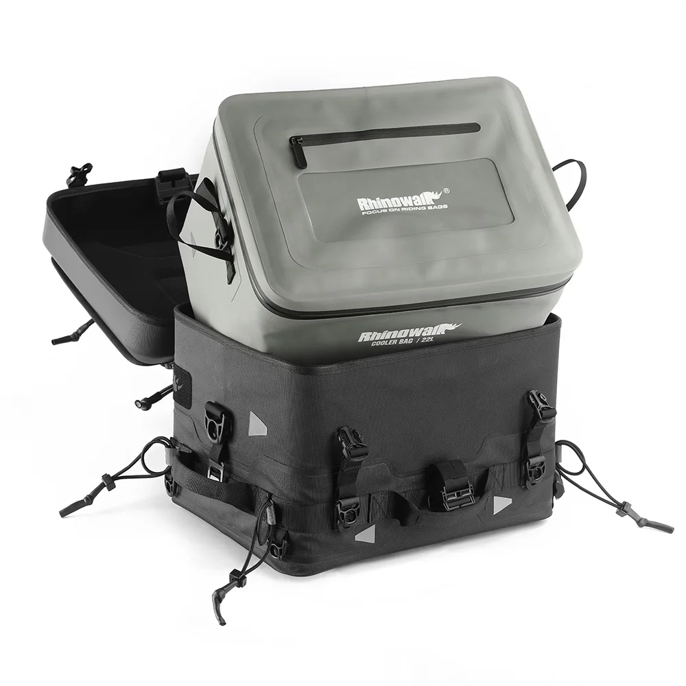 Rhinowalk Fortress X Tactical Tail Bag, Universal Motorcycle Waterproof Durable Rear Seat Luggages for Cooler
