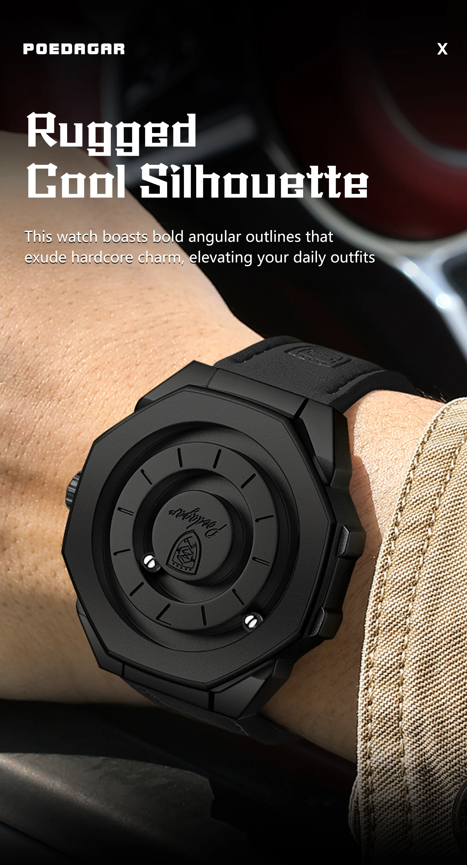 POEDAGAR Top-Qualität Herrenuhr Wasserdichte Leder-Modeuhr Quarz Business Herrenarmbanduhr Männliche Reloj Kreativ – Detail 10