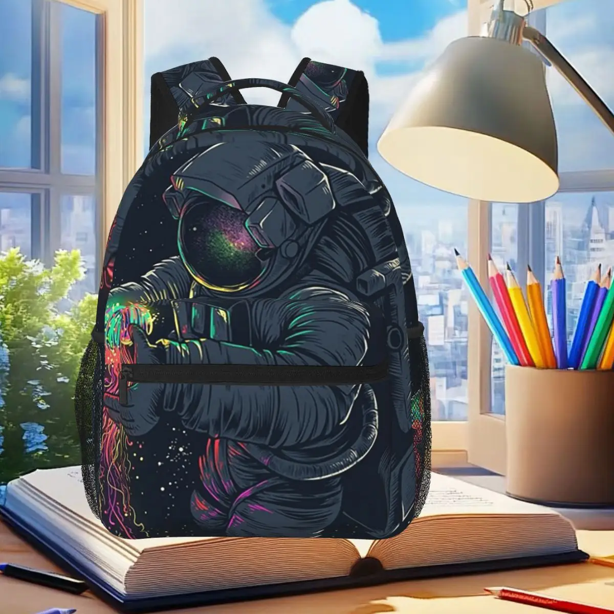 Astronaut Space Themed Backpack Student Boys Girls BookBag Children School Bag Laptop Shoulder Bags for Men Women