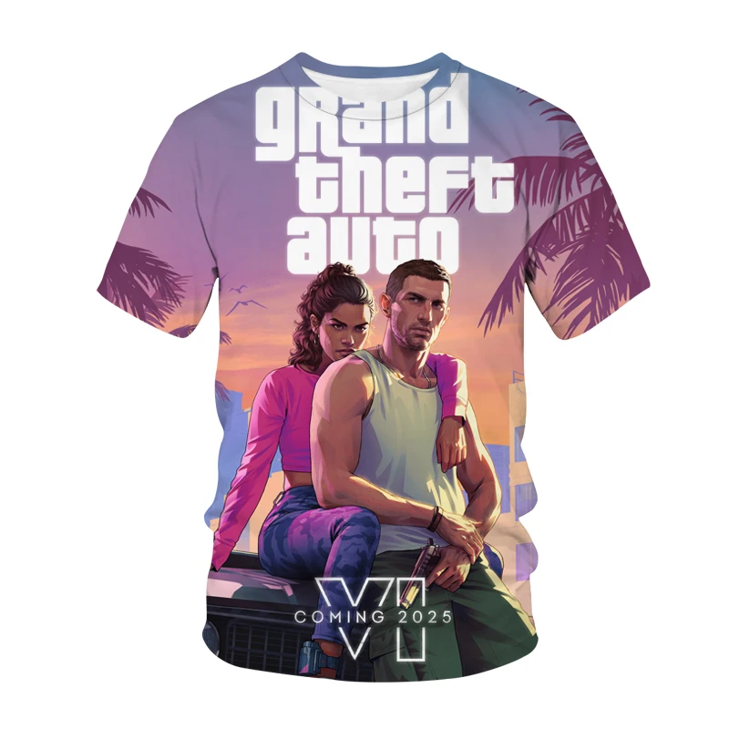 Grand Theft Auto GTA 6 T-Shirts Game 3D Print Streetwear Men Women Casual Fashion Oversized T Shirt Kids Tees Tops Man Clothing