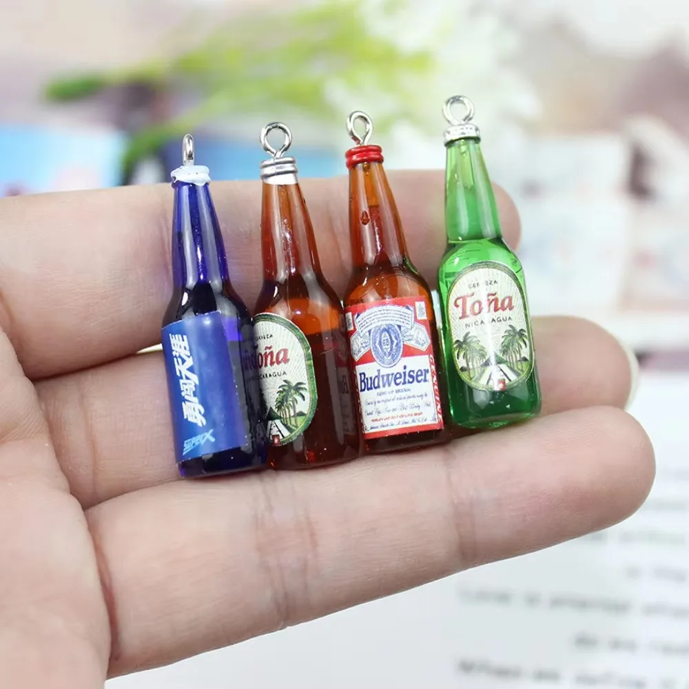 10Pcs/Lot Resin 3D Drink Charm Beer Bottle Pendant For Earring Bracelets KeyChain Diy Jewelry Making Findding