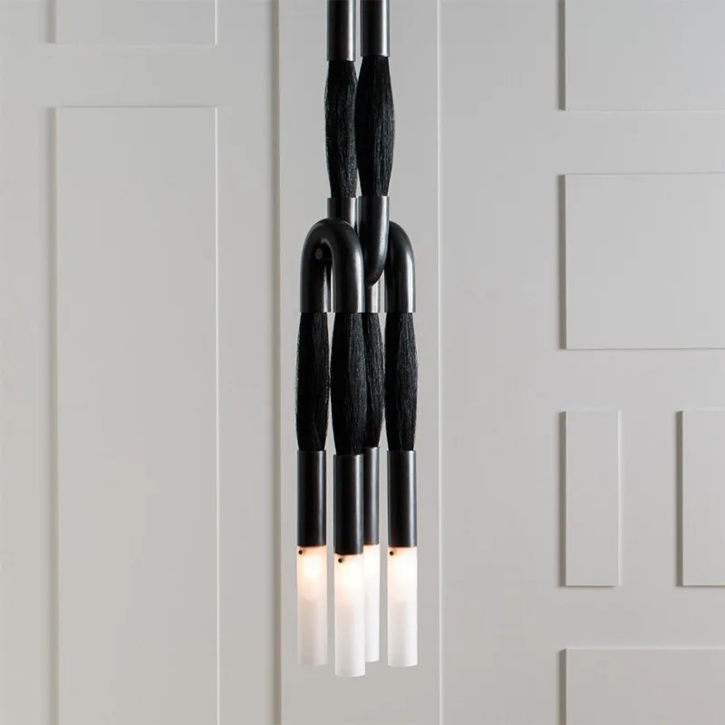 After horse hair wall lamp, luxury retro style designer hotel bedroom bedside model room creative chandelier