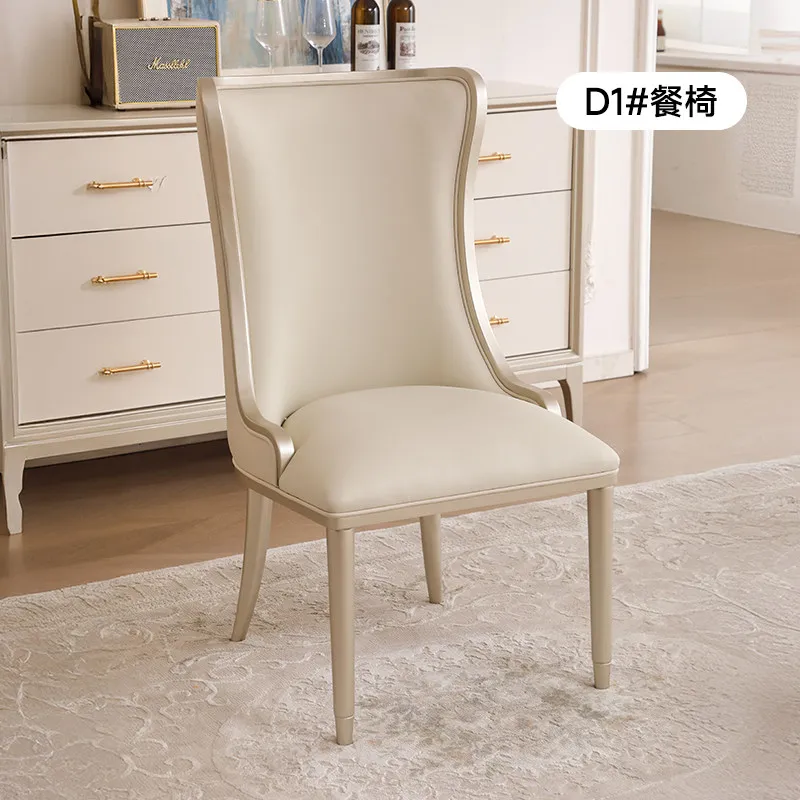 American light  solid wood dining  Internet celebrity book   restaurant home French leather back dining tab