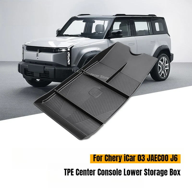 

For Chery iCar 03 JAECOO J6 TPE Center Console Lower Storage Box Organizer Non-Slip Tray Pad Car Interior Tidying Accessories