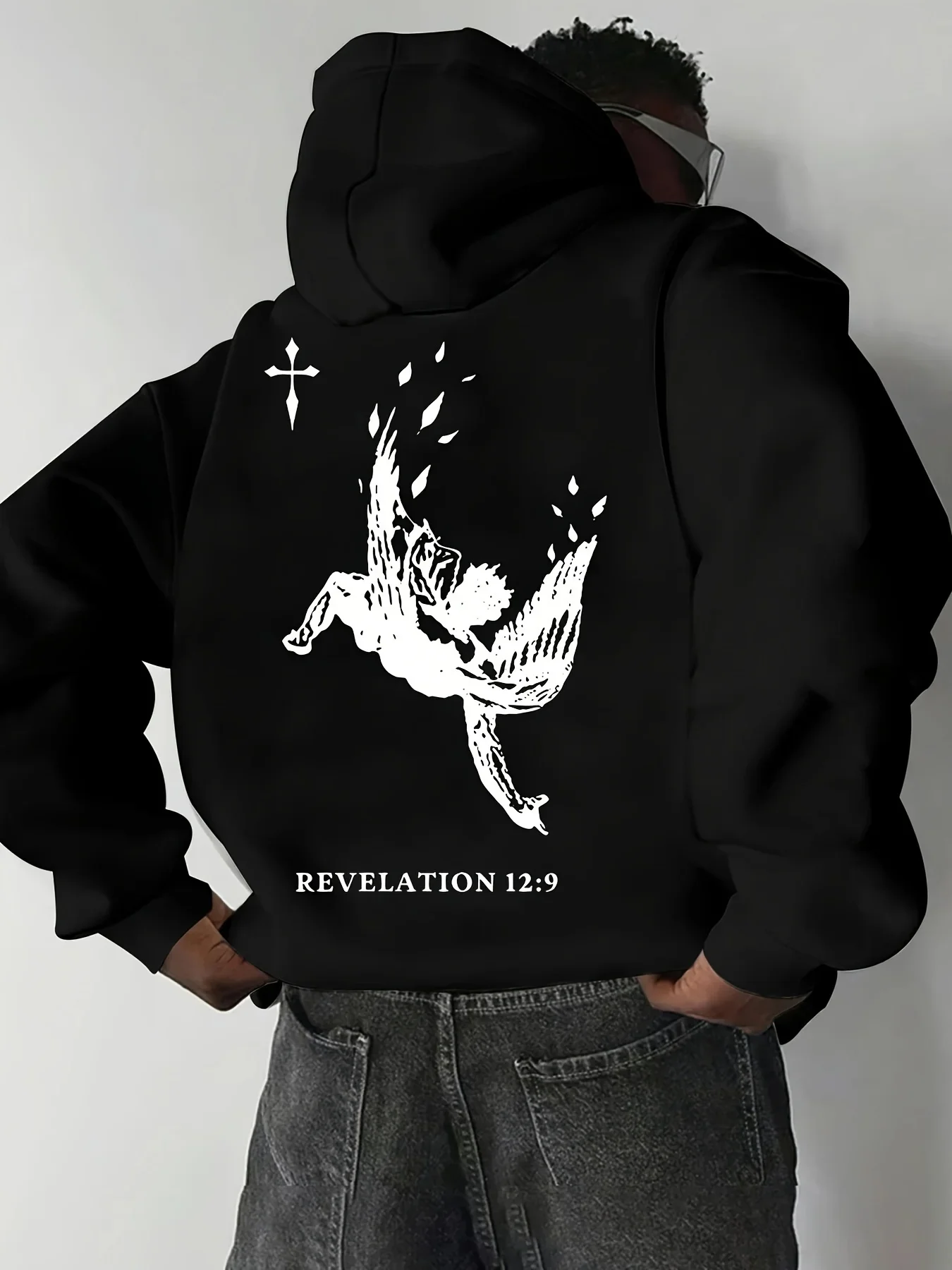 Sweat-shirt à capuche doux et confortable pour hommes européens et américains, imprimé ange d'automne, adapté aux vêtements ména