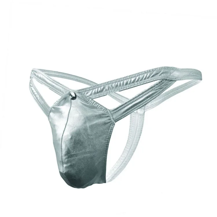 لامعة فو الجلود T الظهر ثونغ للرجال المثيرة سلسلة بيكيني سيسي مثير منخفضة الارتفاع U محدب الحقيبة مرونة جوفاء عارية الذراعين g-سلسلة