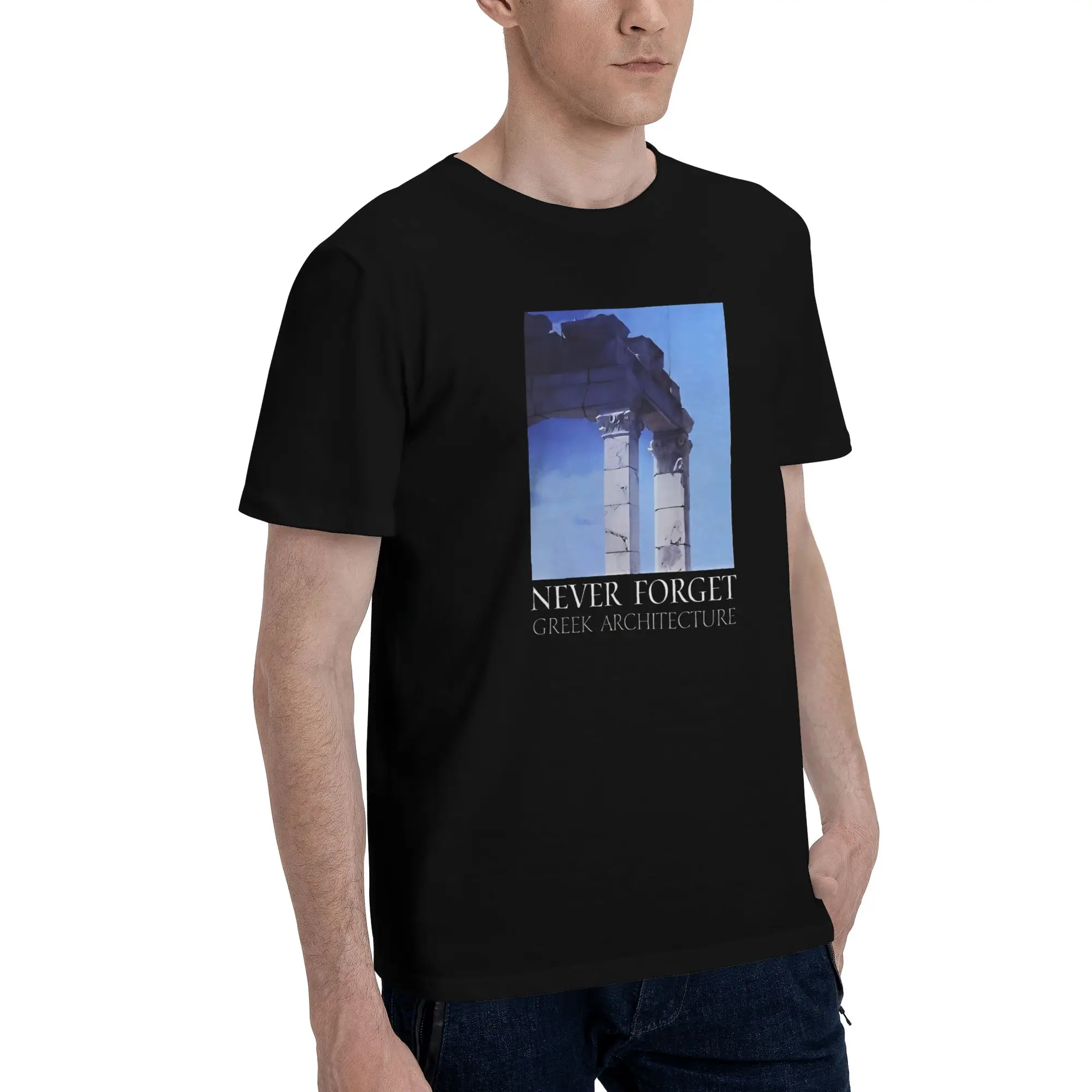 1 Piece Beautiful Novelty 100% Cotton T-Shirt Never Forget Greek Architecture Tees Tops For Men