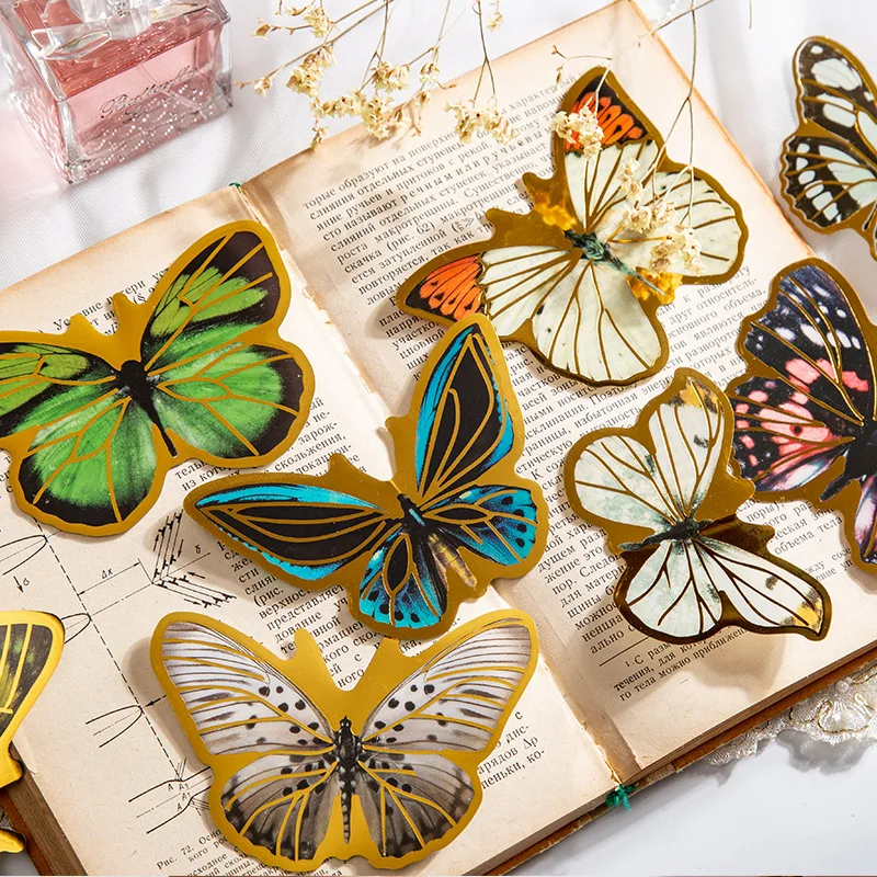 10ps Kawaii Stationery Stickers Golden butterfly DIY Craft Scrapbooking Album Junk Journal Happy Planner Diary Stickers
