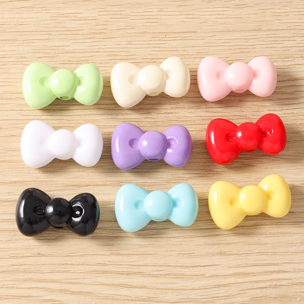 10 Stück 26x15mm bunte Acryl-Schleifen-Perlen, lose Spacer-Charms für Schmuckherstellung, DIY-Armbänder, Halsketten, Bastelbedarf – Detail 2