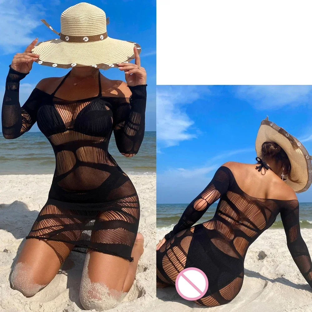 Hot Selling New Women\'s Fishnet Bodycon Dress Night Club Wear Erotic Fishnet Hollow Tights Lingerie Costume Sexy Mesh Jumpsuit