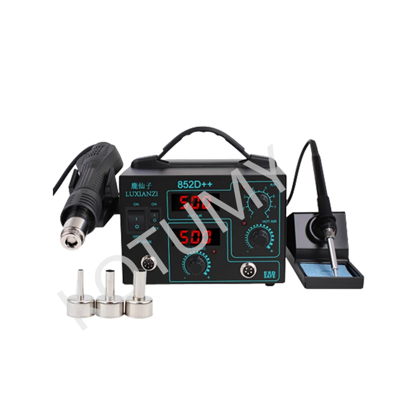 858D+/852D++ Heat Gun Desoldering Stand Soldering Iron Phone Repair Welding Station Welding Hot Air Fan Gun LED Screen