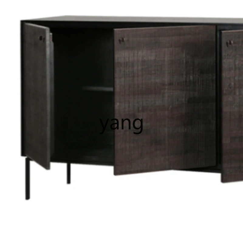 Yjq Qijinfeng teak side cabinet storage porch high cabinet hand-carved double door dining side cabinet medieval