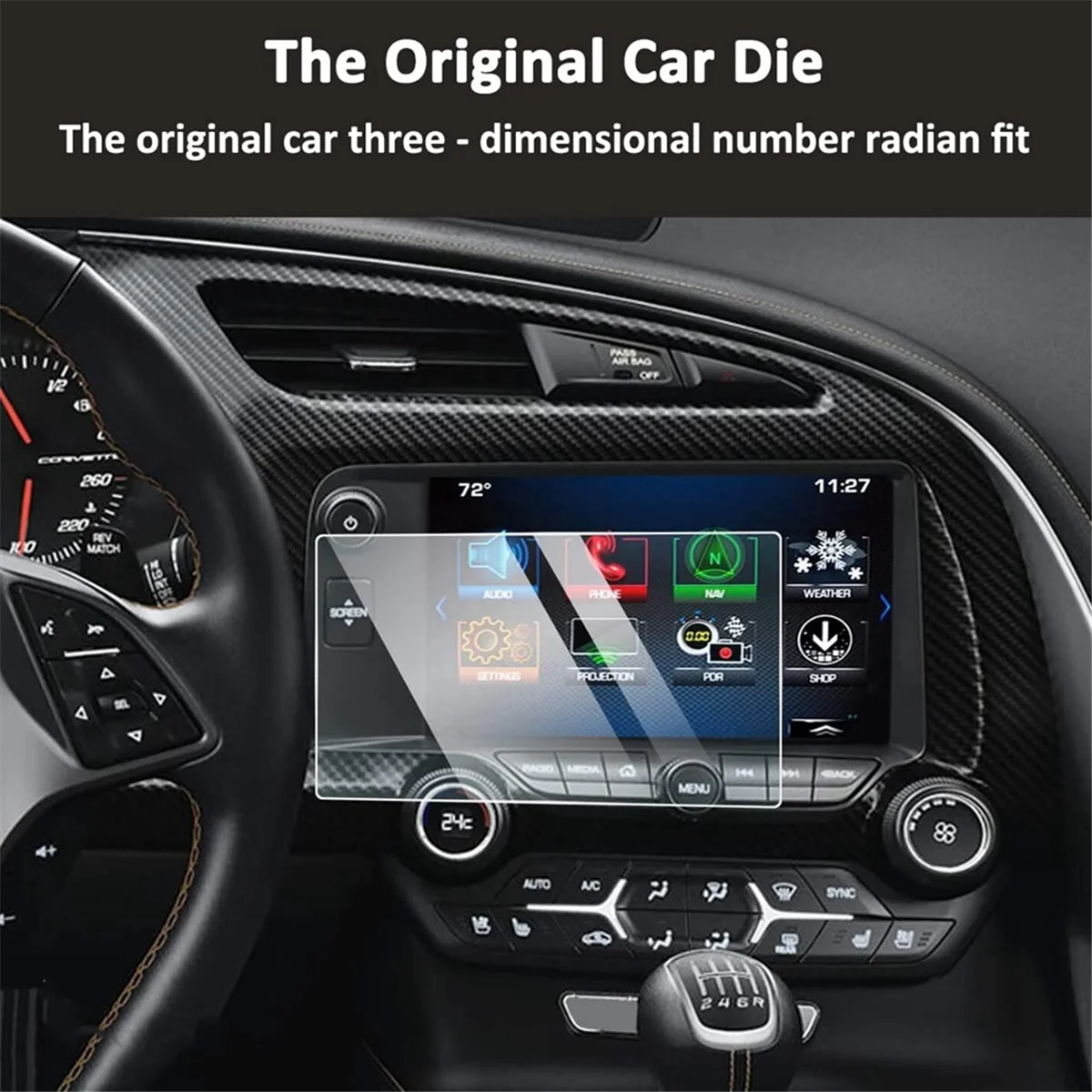For Chevrolet Corvette C7 2014-2019 Car Tempered Glass Center Navigation Display Touchscreen Protective Film
