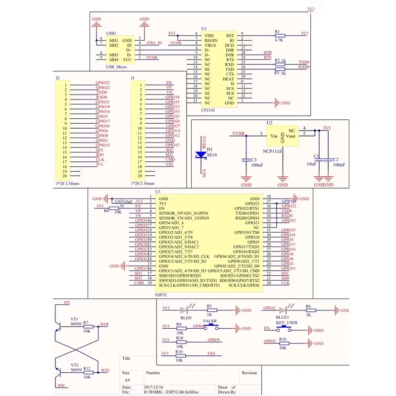 Snvi esp32 placa de desenvolvimento cp2102 TYPE-C/micro usb wifi + bluetooth ultra-baixo consumo de energia dual core ESP-32S ESP32-WROOM