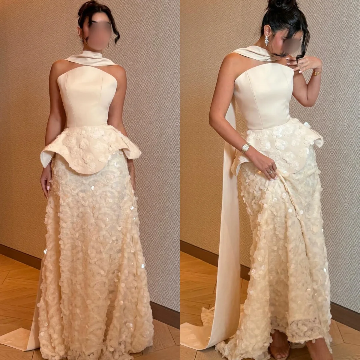 カスタマイズされたエレガントでキラキラ輝く繊細な白いアップリケとスパンコールのウェディングドレス、ブライダルパーティー、ブライダルガウン、サテンリボン