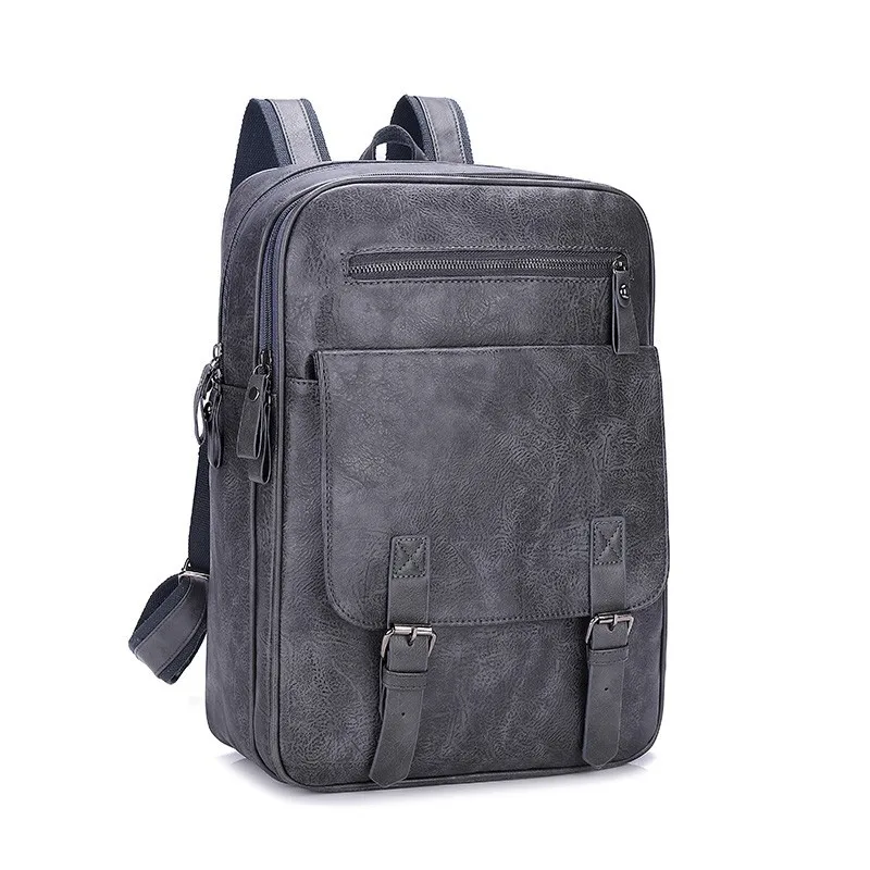 Vintage PU Leather Men Backpack Large Capacity Student School Bags For Boys Fashion Laptop Bag Man Sports Travel Backpack