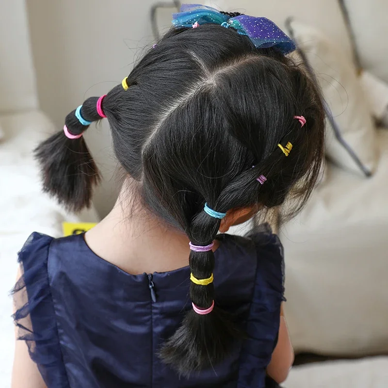 Diademas de nailon para niña, cintas elásticas de colores para coleta pequeña, lazos para el pelo, adornos de bandas de goma, 50/200 piezas