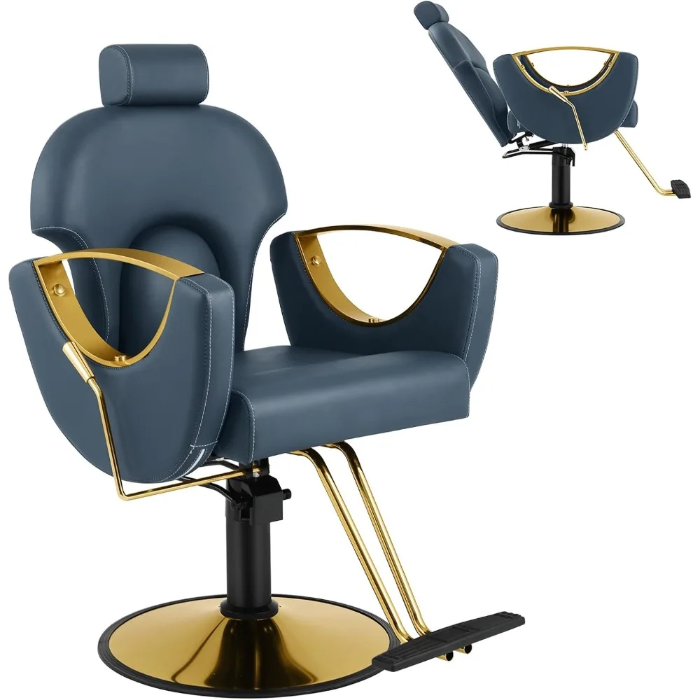 

Salon Chair for Hair Stylist, Reclining Styling Salon Hair Chair with Hydraulic Pump,360°Rotation,130°Recline Hair Styling Chair