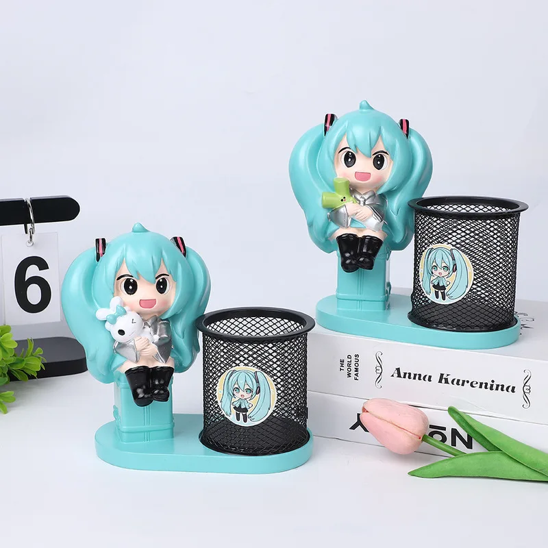 

Cute Creative Cartoon Pen Container Anime Figure Hatsune Miku Girl Gift Desk Ornaments Makeup Pen Kids Stationery Storage Tube