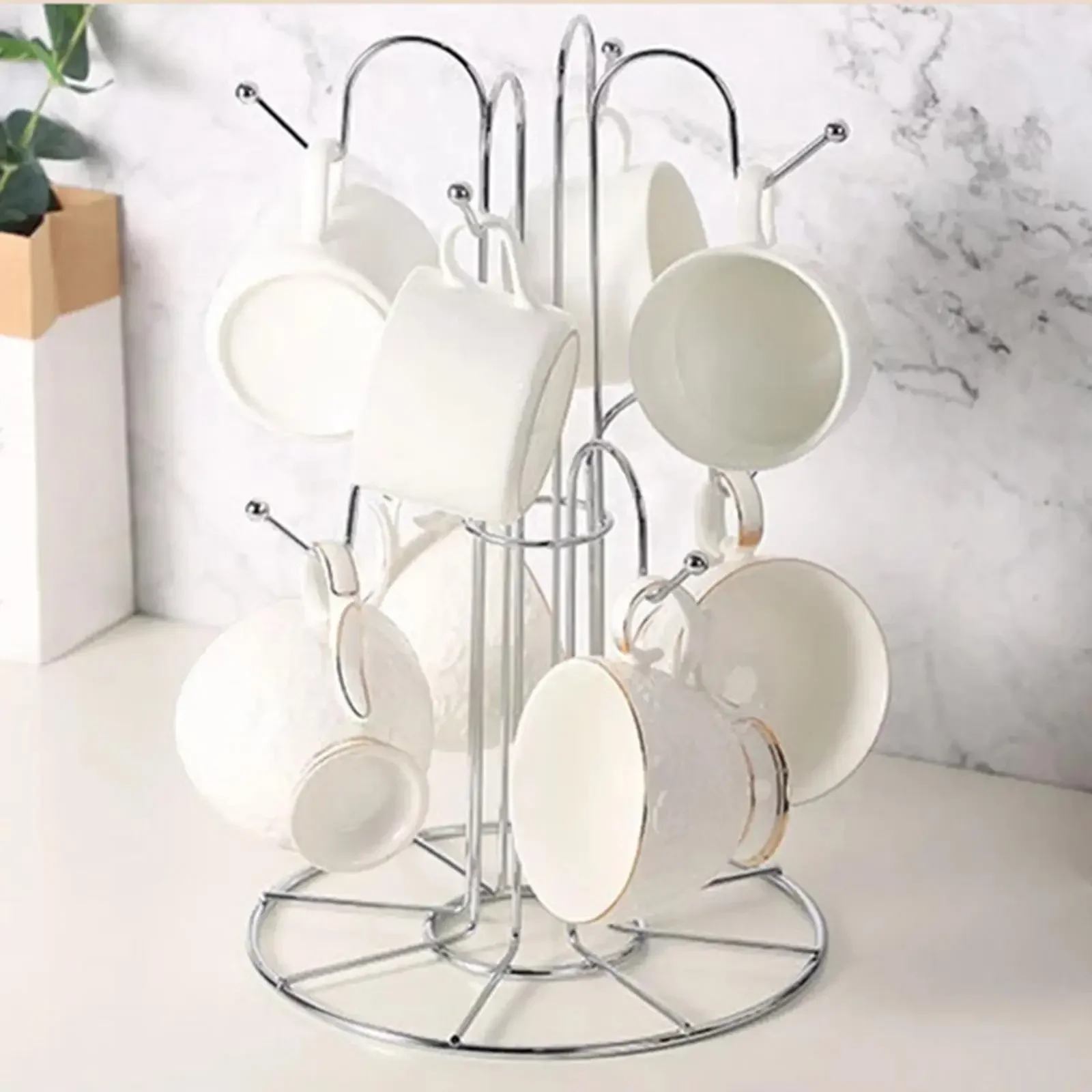 Iron Coffee Cup Holder Cup Drying Rack 8 Cup Hooks Decor for Wine Glass for Home Countertop