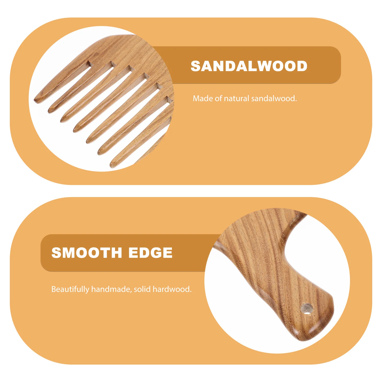 

Деревянная расческа из сандалового дерева с широкими зубьями, прибор для волос, натуральный ароматический запах, гладкий, удобный массаж кожи головы, стимуляция кровообращения